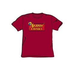 Superman - Action Comics Logo Little Boys T-Shirt In Cardinal