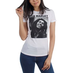 Bob Marley - Womens B&W Smile Photo T-Shirt