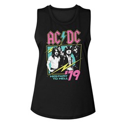 Ac/Dc - Womens Neon Highway Muscle Tank Top