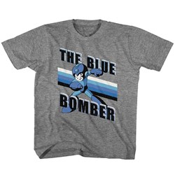 Mega Man - Unisex-Child Blue Bomber Stripes T-Shirt