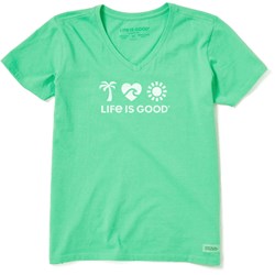 Life is Good Womens Beach Graphic T-Shirt V-Neck Collection