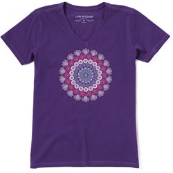 Life Is Good - Womens Floral Mandala Crusher V Neck T-Shirt