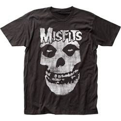 The Misfits - Mens Distressed Skull Fitted Jersey T-Shirt In Coal