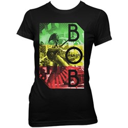 Bob Marley - Womens Concert Rasta Stripe T-Shirt