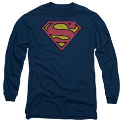 Superman - Mens Distressed Shield Longsleeve T-Shirt