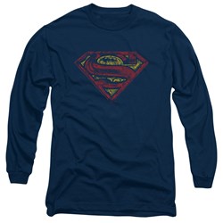 Superman - Mens S Shield Rough Longsleeve T-Shirt