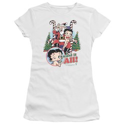 Betty Boop - I Want It All Juniors T-Shirt In White