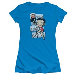 Betty Boop - Comic Strip Juniors T-Shirt In Turquoise