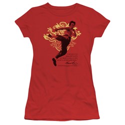 Bruce Lee - Immortal Dragon Juniors T-Shirt In Red