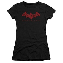 Batman: Arkham City - Red Bat Juniors T-Shirt In Black