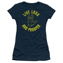 Star Trek - St / Live Long Hand Juniors T-Shirt In Navy