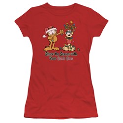 Garfield - Share The Season Juniors T-Shirt In Red