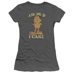 Garfield - Ask Me Juniors T-Shirt In Charcoal