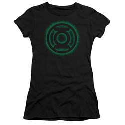 Green Lantern - Green Flame Logo Juniors T-Shirt In Black