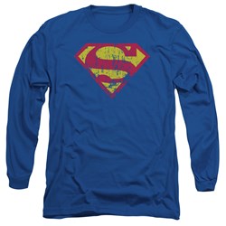 Superman - Mens Classic Logo Distressed Longsleeve T-Shirt