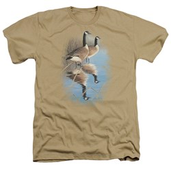 Wildlife - Mens Morning Reflections Canada Geese  Heather T-Shirt
