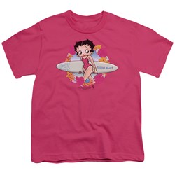 Betty Boop - Boop Surf Big Boys T-Shirt In Hot Pink