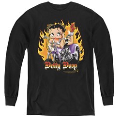 Betty Boop - Youth Biker Flames Boop Long Sleeve T-Shirt