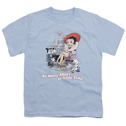 Betty Boop - So Many Shoes Big Boys T-Shirt In Light Blue