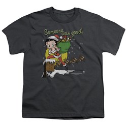 Betty Boop - Chimney Big Boys T-Shirt In Charcoal