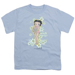 Betty Boop - Flowers Big Boys T-Shirt In Light Blue