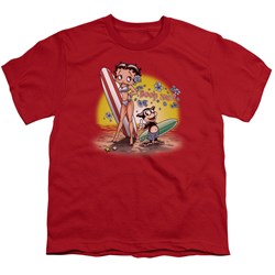 Betty Boop - Boop Surf Big Boys T-Shirt In Red