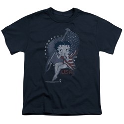 Betty Boop - Proud Betty Big Boys T-Shirt In Navy