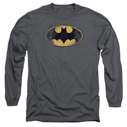 Batman - Mens Destroyed Logo Long Sleeve Shirt In Charcoal