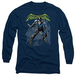 Batman - Mens Nightwing Long Sleeve Shirt In Navy