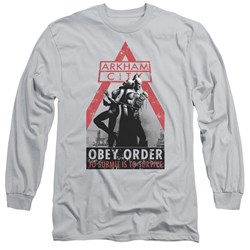 Batman: Arkham City - Mens Obey Order Long Sleeve Shirt In Silver