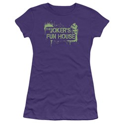 Batman: Arkham City - Joker's Fun House Juniors T-Shirt In Purple