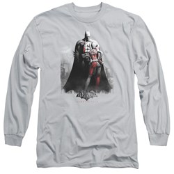 Batman: Arkham City - Mens Harley And Bats Long Sleeve Shirt In Silver