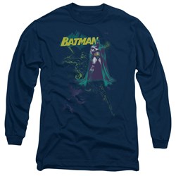 Batman - Mens Bat Spray Long Sleeve Shirt In Navy