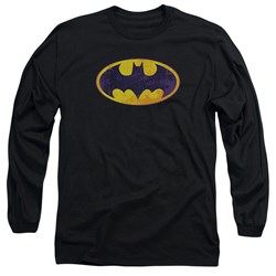 Batman - Mens Bm Neon Distress Logo Long Sleeve Shirt In Black