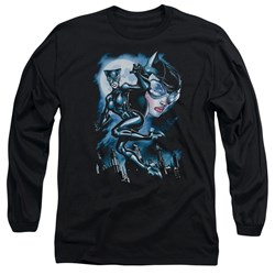 Batman - Mens Moonlight Cat Long Sleeve Shirt In Black
