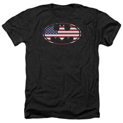 Batman - Mens American Flag Oval Heather T-Shirt