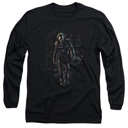 Batman - Mens Joker Leaves Arkham Long Sleeve Shirt In Black