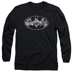 Batman - Mens Urban Camo Shield Long Sleeve Shirt In Black