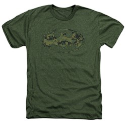 Batman - Mens Marine Camo Shield T-Shirt In Military Green