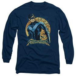 Batman - Mens Nightwing Moon Long Sleeve Shirt In Navy