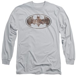 Batman - Mens Heavy Rust Logo Long Sleeve Shirt In Silver