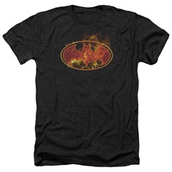 Batman - Mens Flames Logo Heather T-Shirt