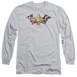 Batman - Mens Sirens Bat Long Sleeve Shirt In Silver