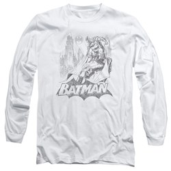 Batman - Mens Bat Sketch Long Sleeve Shirt In White