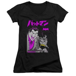 Batman - Juniors Kanji Cover V-Neck T-Shirt