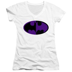 Batman - Juniors Split Symbol V-Neck T-Shirt