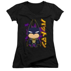 Batman - Juniors Cute Kanji V-Neck T-Shirt