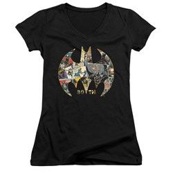 Batman - Juniors 80Th Shield V-Neck T-Shirt