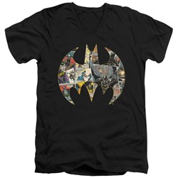 Batman - Mens Collage Shield V-Neck T-Shirt