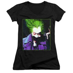 Batman - Juniors Arkham Asylum Joker V-Neck T-Shirt